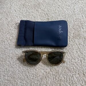Le Specs Clear Frame Gray Sunglasses with Navy Case